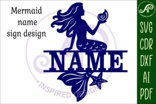 Mermaid with Shell Name Sign Svg Laser · Creative Fabrica