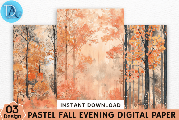 Pastel Fall Forest Digital Paper
