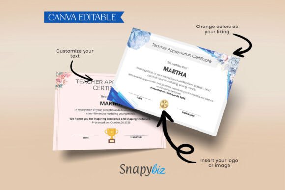 Teacher Gift Award Certificate Template