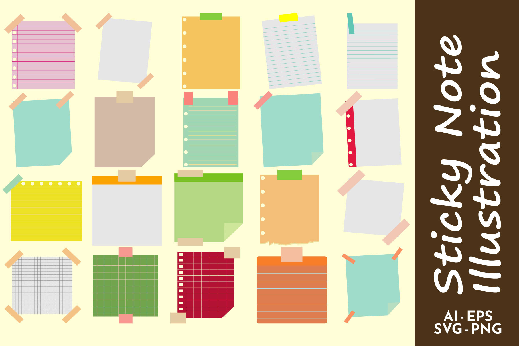 Sticky Note Plot 20 Sticky Note Illustration Graphic by pikgura · Creative Fabrica