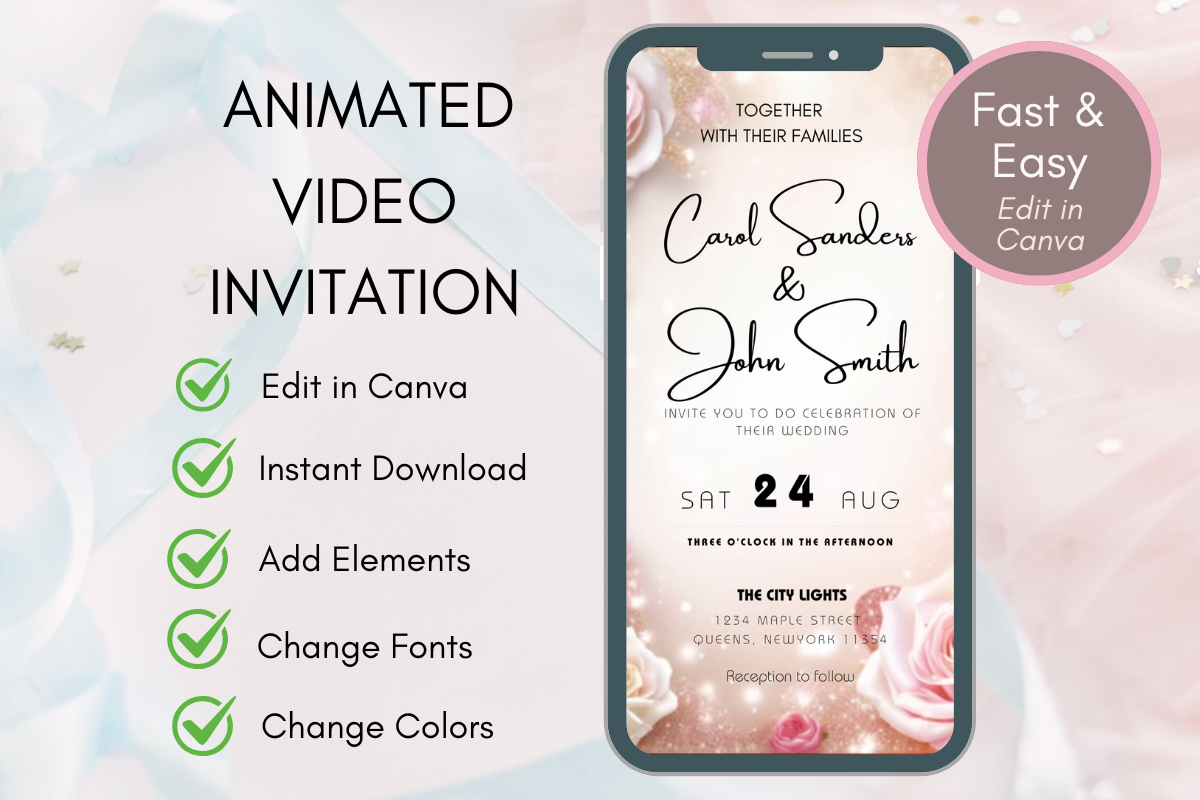 Animated Video Wedding Invitation Canva