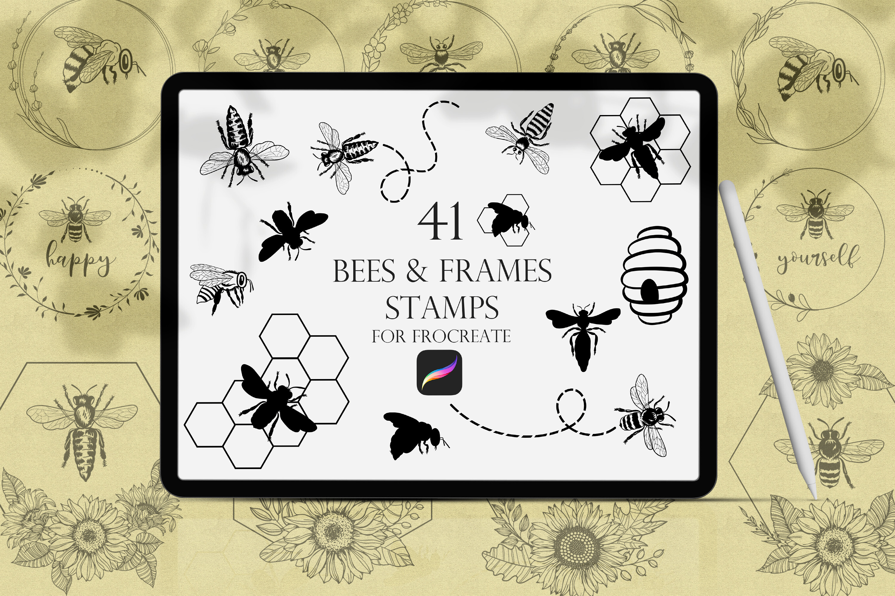 Bees Procreate Stamps