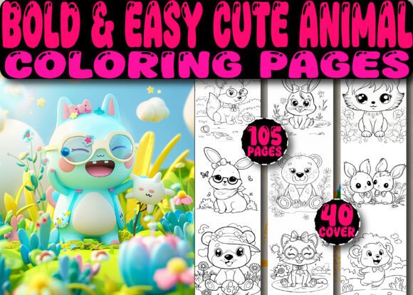 Bold & Easy Cute Animal Coloring Pages