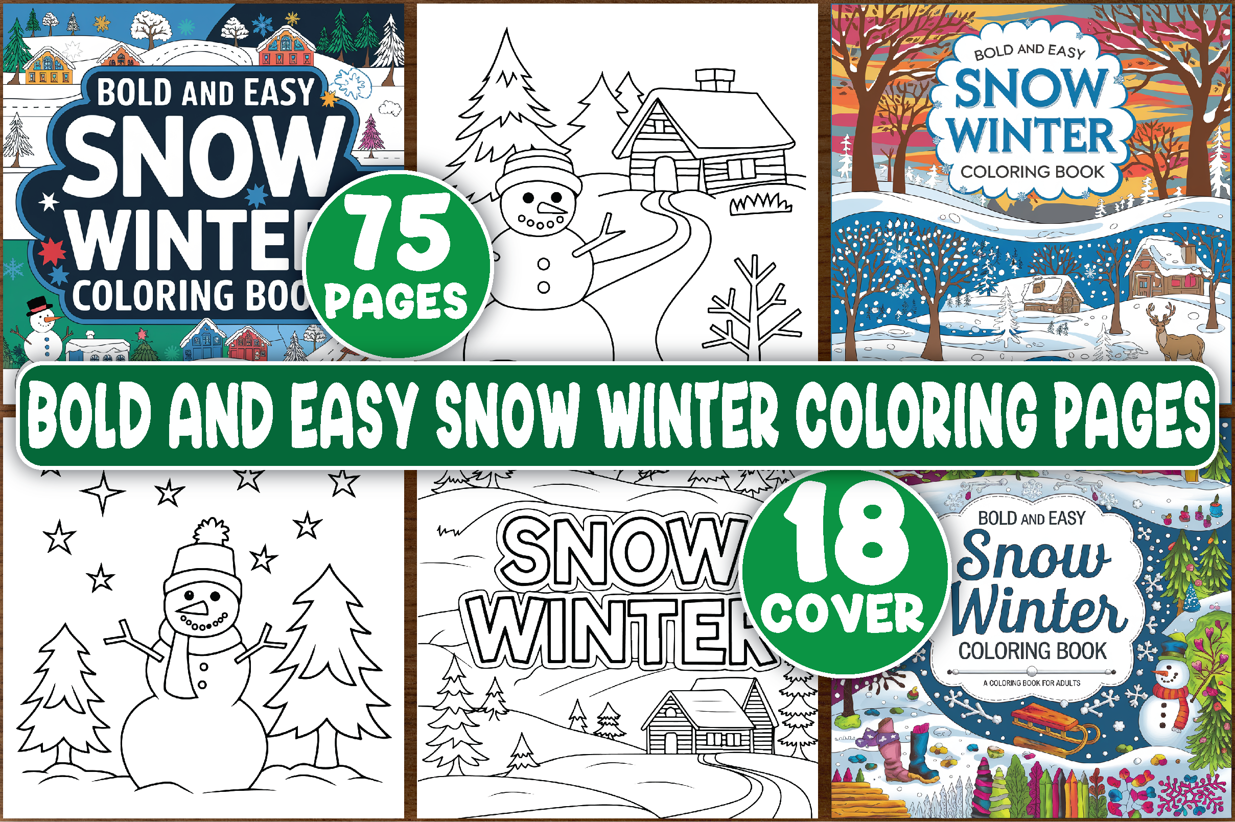 Bold and Easy Snow Winter Coloring Pages