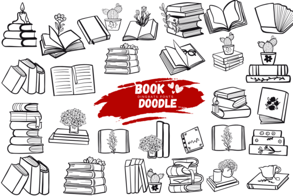 Preview of Book Doodle dingbat font