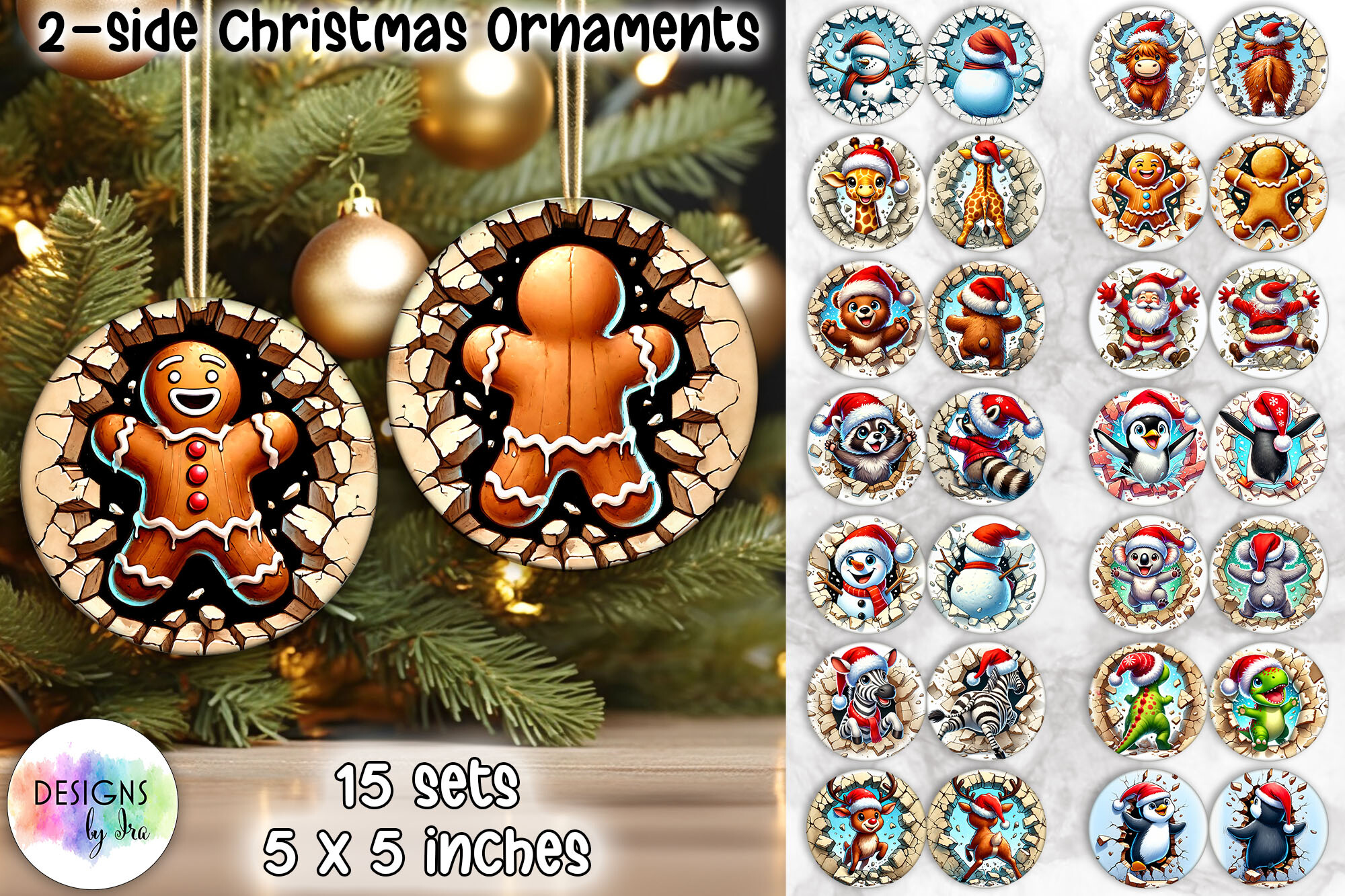 Both Side 3D Christmas Ornament Bundle