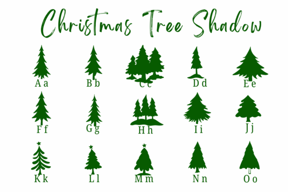 Christmas Tree Shadow Font PNG with transparent background - Preview 1