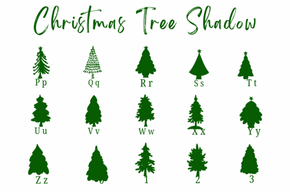 Christmas Tree Shadow Font PNG with transparent background - Preview 2