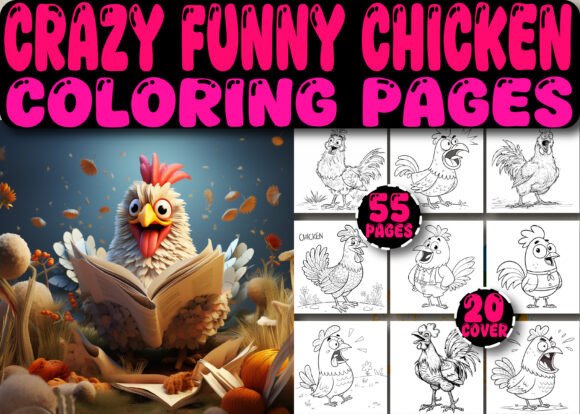 Crazy Chicken Funny Coloring Book