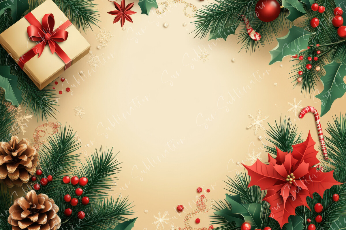 Festive Christmas Border with Pine Graphic by Sun Sublimation ...