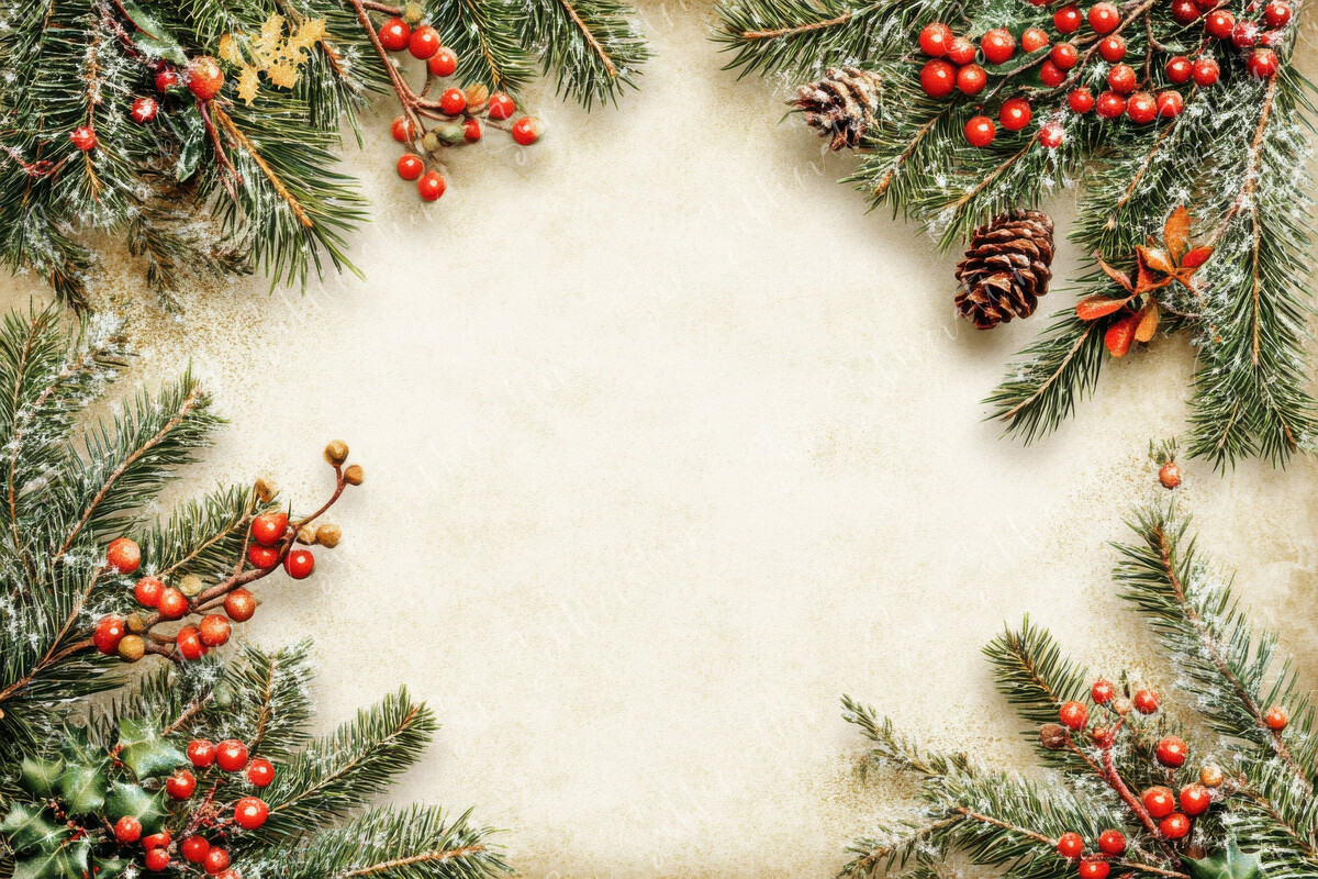 Festive Christmas Border with Pine Graphic by Sun Sublimation ...