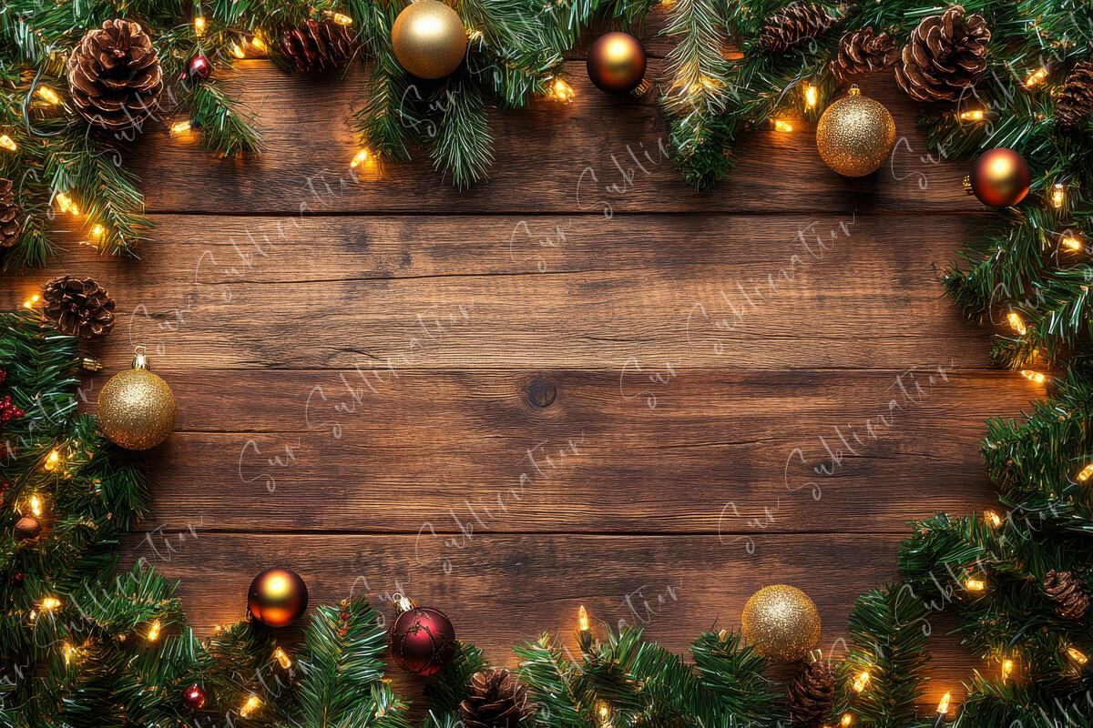 Festive Christmas Border with Pine Graphic by Sun Sublimation ...