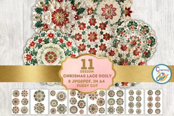 Fussy Cut: Christmas Red & Green Floral