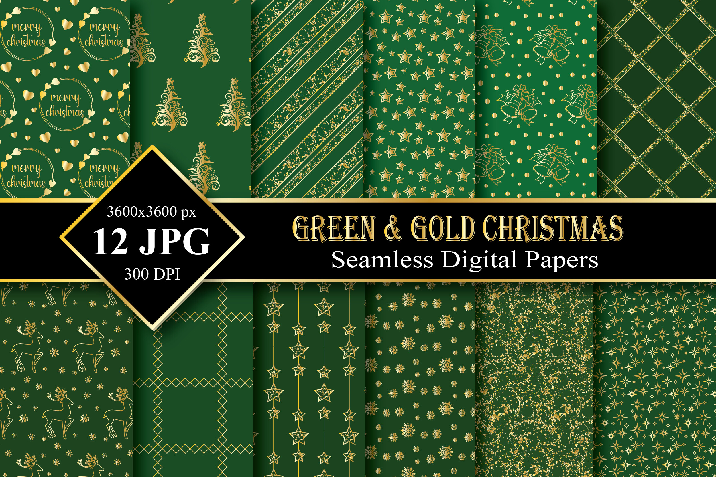 Green & Gold Christmas Pattern