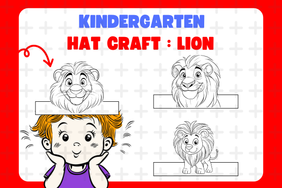 Hat Craft Lion Coloring Activity Graphic by Picmaster Studio · Creative ...