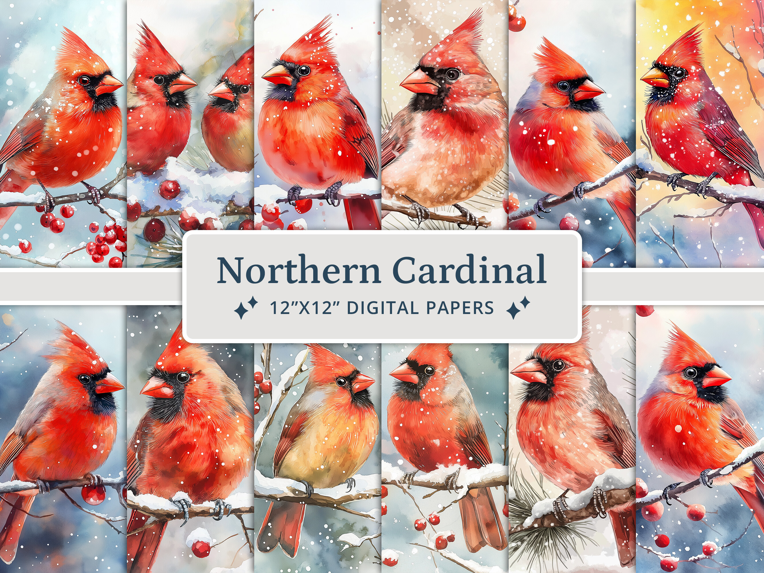 Northern Cardinal Digital Papers Graphic by altendi · Creative Fabrica