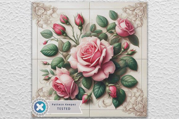 Roses Tile Cross Stitch Pattern PDF