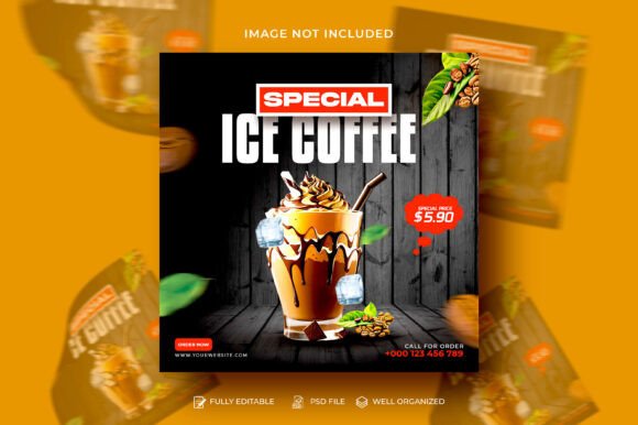 Preview of Special Iced Coffee Social Media Post coffee shop social media template