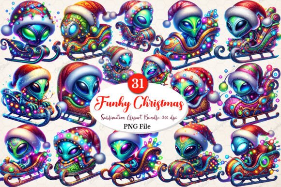 Watercolor Cute Funky Christmas Clipart Graphic Illustrations By CitraGraphics