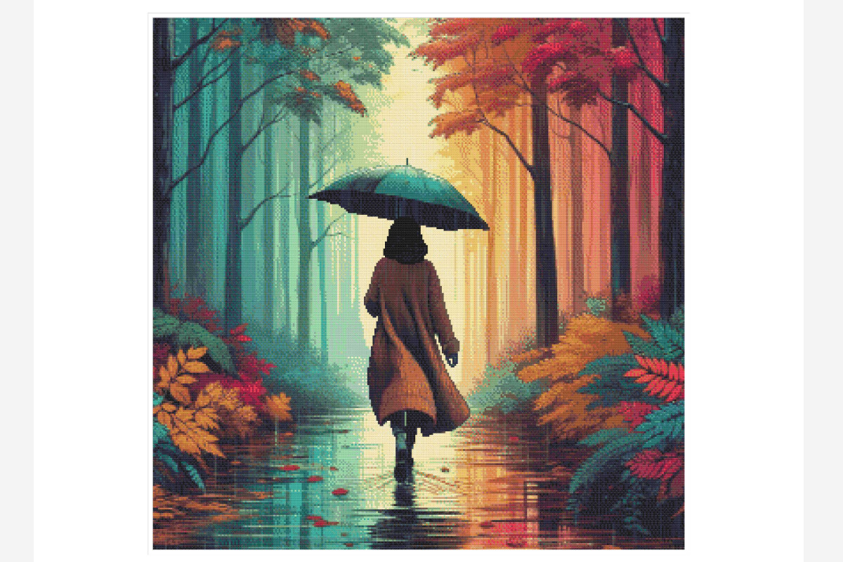 Woman Walking in the Rain Pattern