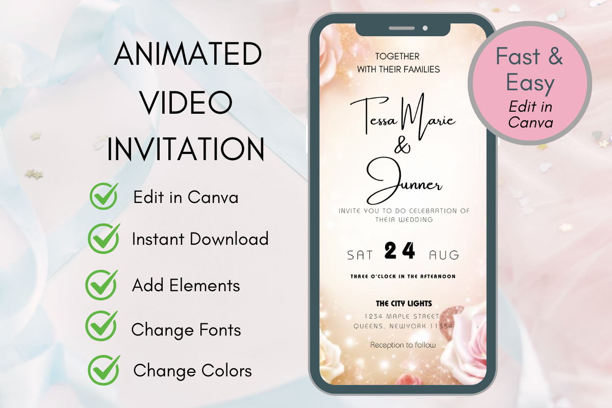 Animated Video Wedding Invitation Canva