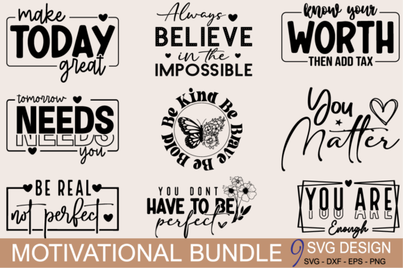 Boho Motivational Quotes Svg Bundle PNG