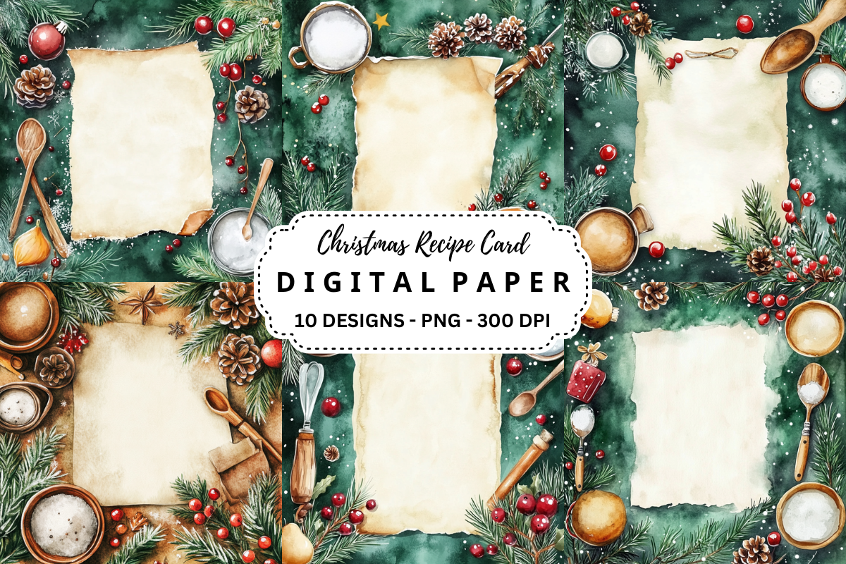 Christmas Recipe Card Background