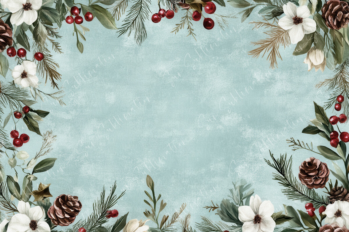 Festive Floral Border with Pine Cones Graphic by Sun Sublimation ...