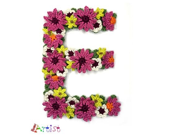 Floral Letter E Crocheet Applique Patter
