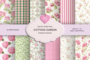 Floral Pink Cottage Garden Digital Paper Graphic by Petite Meadow ...