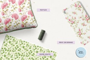 Floral Pink Cottage Garden Digital Paper Graphic by Petite Meadow ...