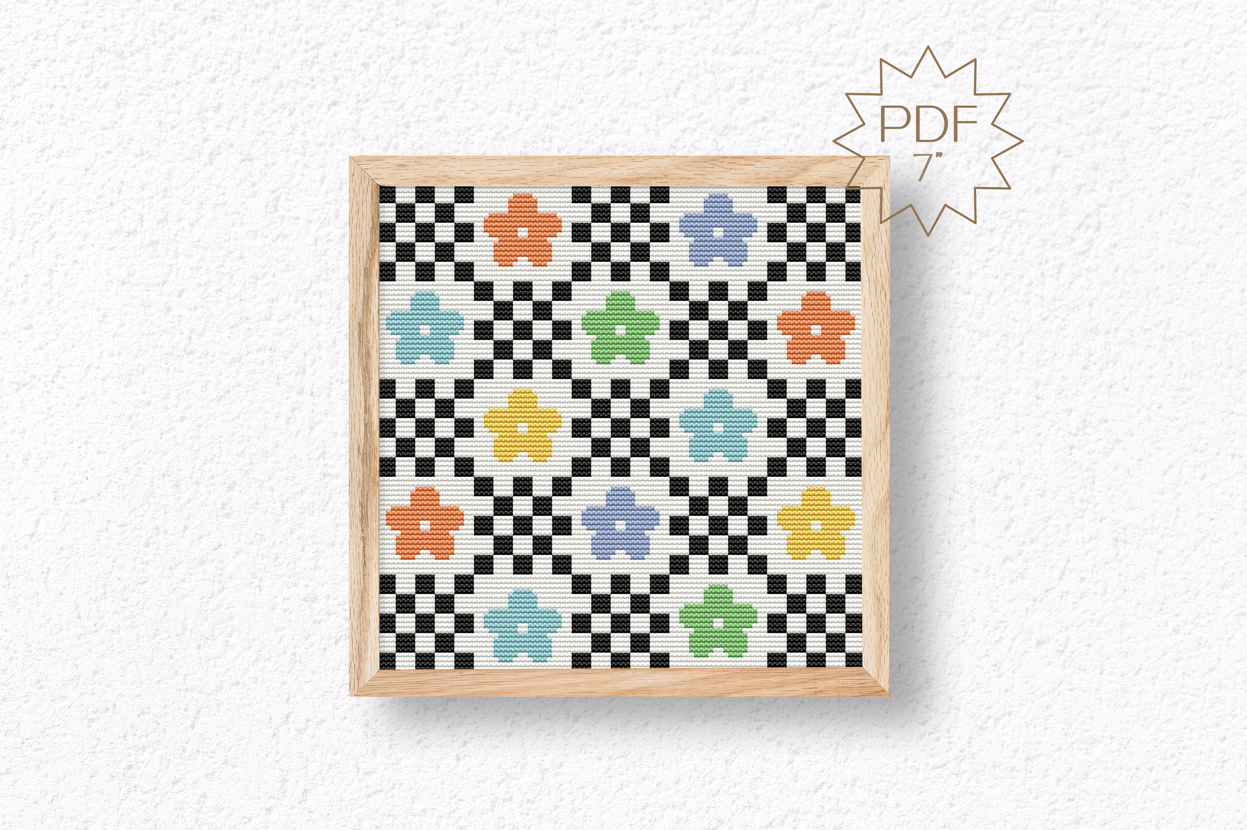 Floral Trendy Retro Cross Stitch Pattern