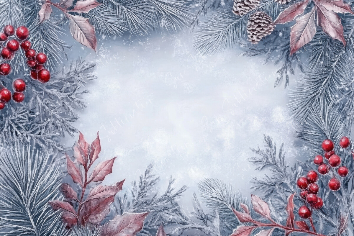 Frosty Winter Frame with Pine Graphic by Sun Sublimation · Creative Fabrica