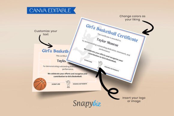 Girls Basketball Certificate Template