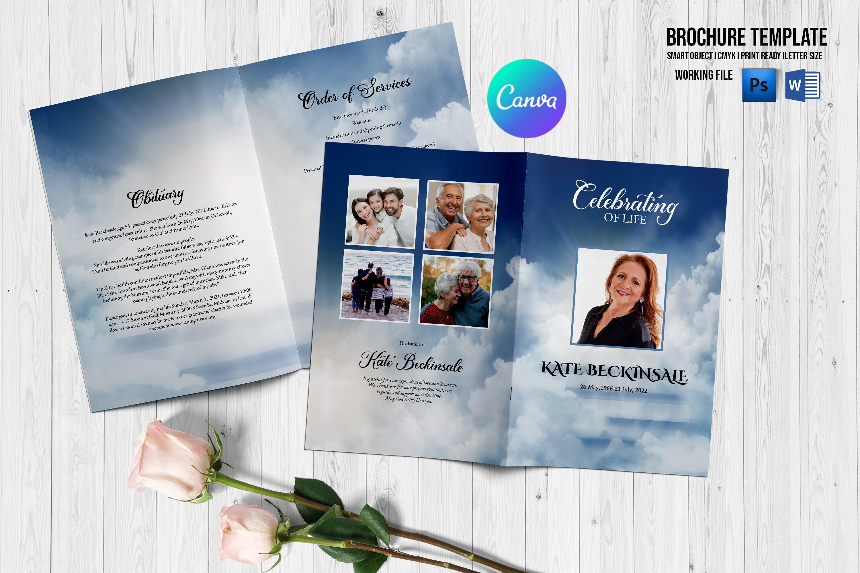 Heavenly Funeral Program Template