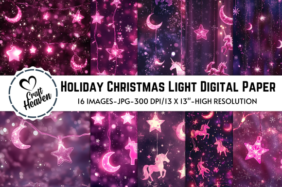 Holiday Christmas Light Digital Paper Graphic by Craft Heaven ...