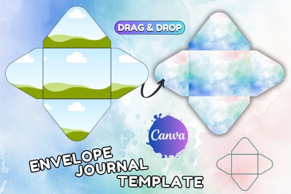 Junk journal envelope folio template editable in Canva