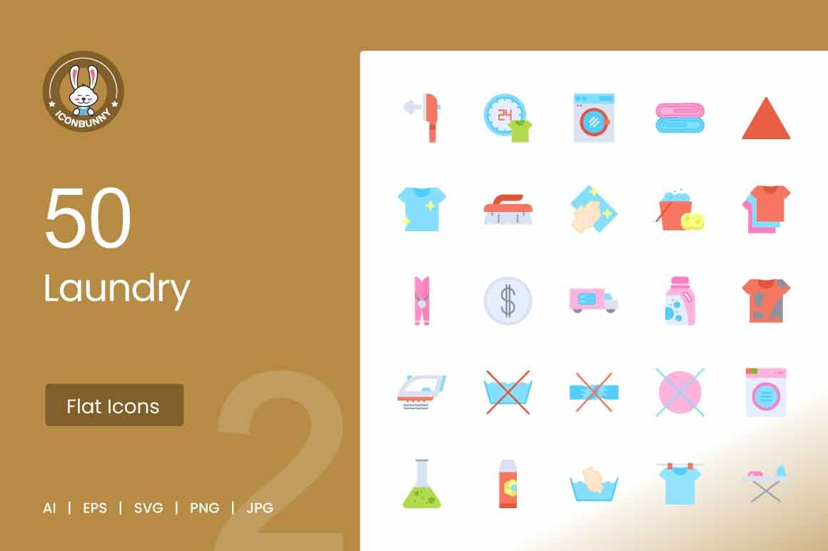 Laundry Flat Multicolor Icons Graphic by IconBunny · Creative Fabrica