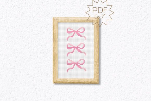 Pink Bow Cross Stitch Pattern PDF Mini