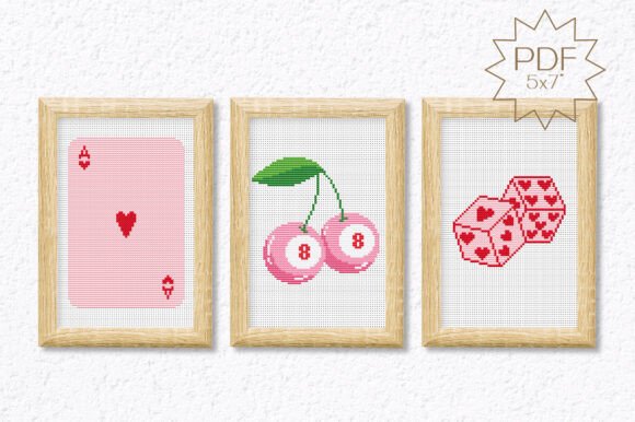 Pink Trendy Cross Stitch Patterns Set