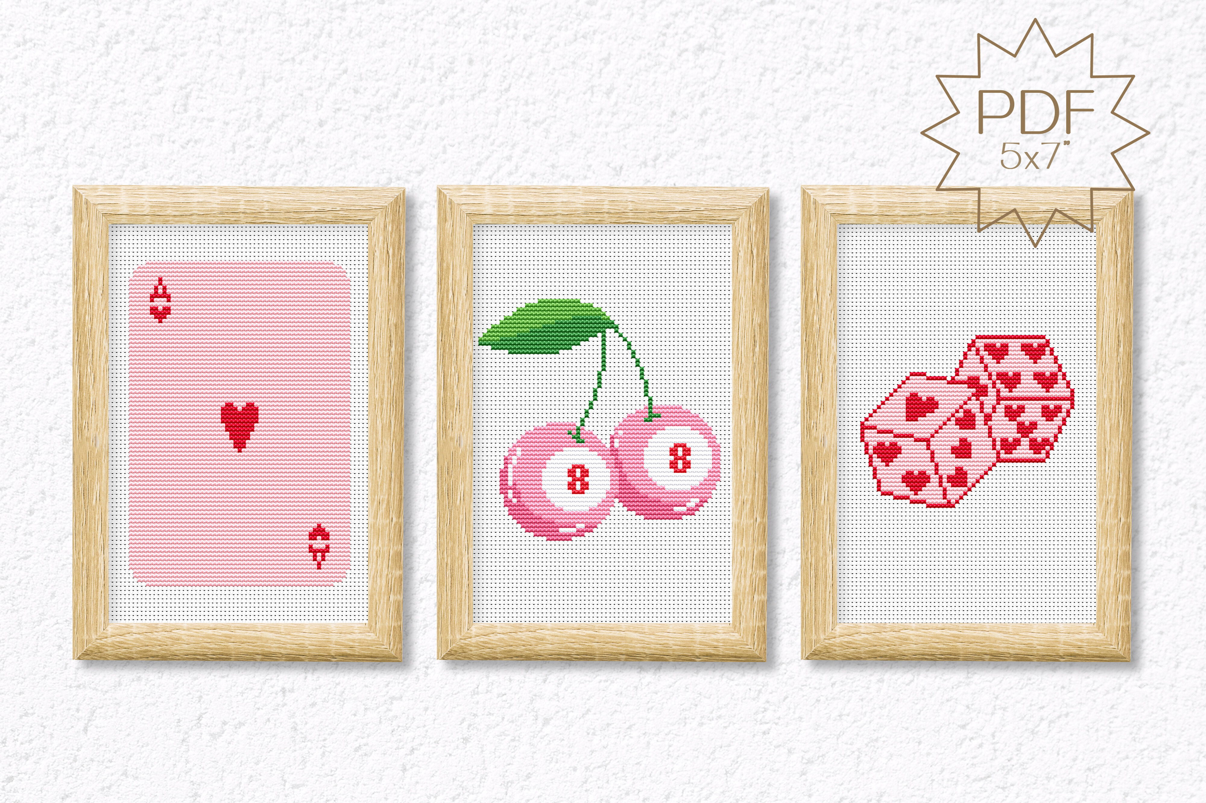 Pink Trendy Cross Stitch Patterns Set