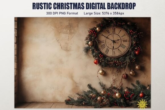 Preview of Rustic Christmas Digital Backdrop PNG digital backdrop