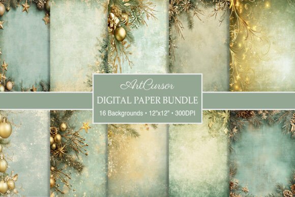 Sage Green & Gold Christmas Backgrounds