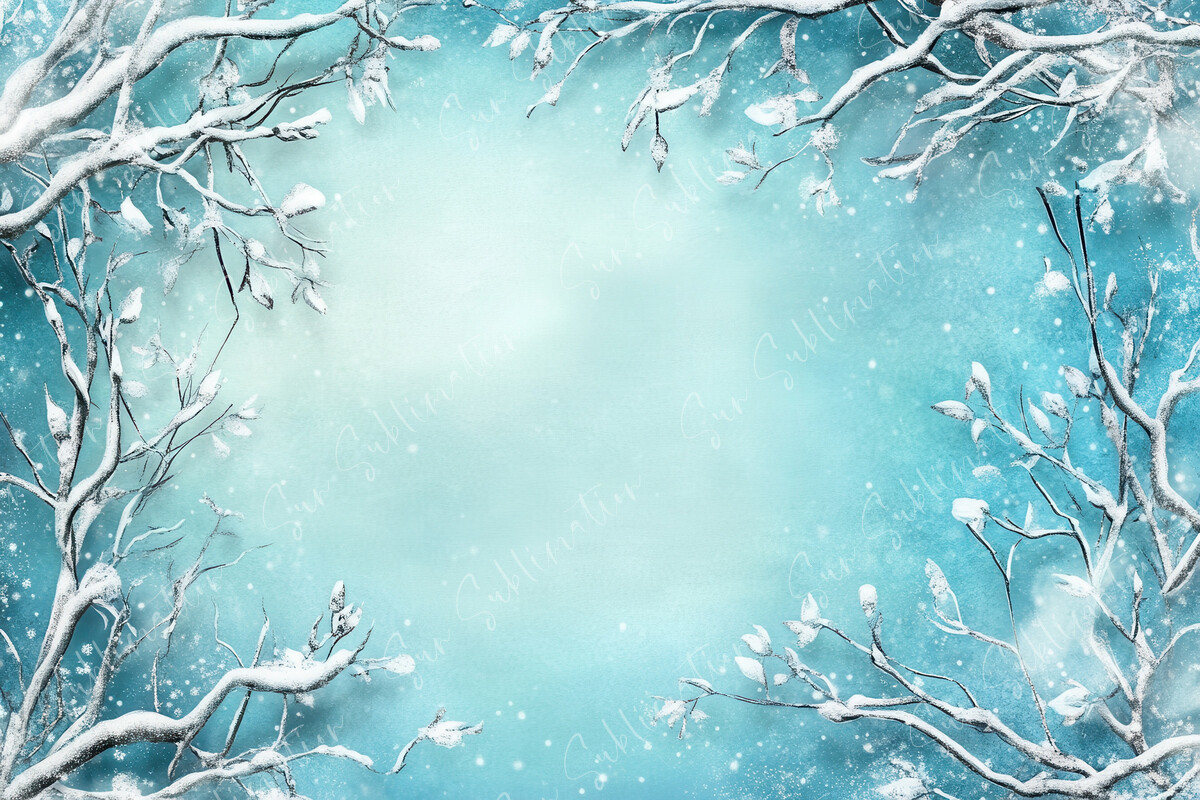 Snow Covered Branches Frame Serene Graphic by Sun Sublimation ...