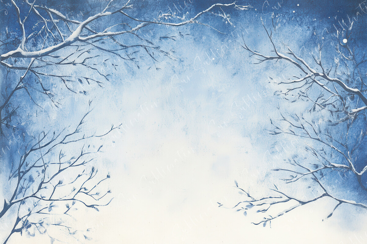 Snow Covered Branches Frame Serene Graphic by Sun Sublimation ...