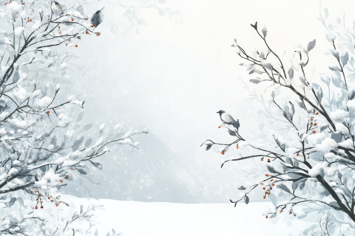 Snow Covered Branches with Birds Graphic by Sun Sublimation · Creative ...