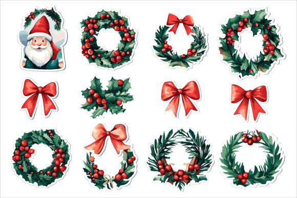 Merry Christmas Sticker Pack Vector Art