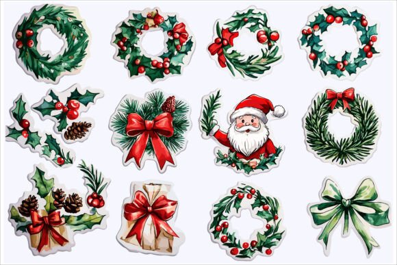 Merry Christmas Sticker Pack Vector Art