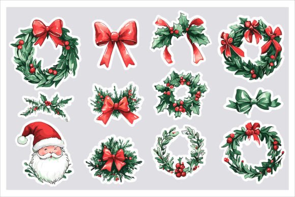 Merry Christmas Sticker Pack Vector Art