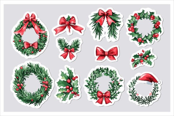 Merry Christmas Sticker Pack Vector Art